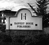 Harvest House sign at night